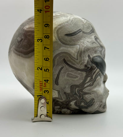 Shell Jasper Alien Head with Labradorite Eyes