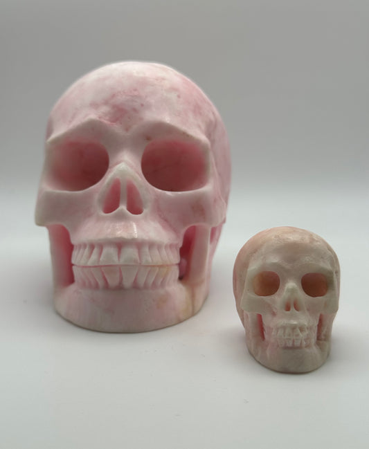 Pink Aragonite Skull – Small Hand Carved