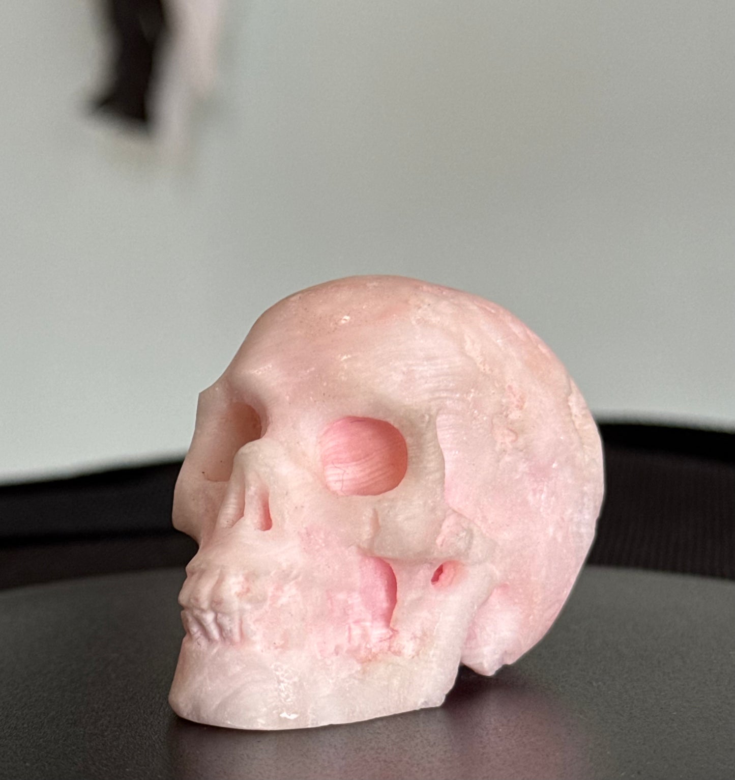 Pink Aragonite Skull – Small Hand Carved