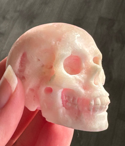Pink Aragonite Skull – Small Hand Carved