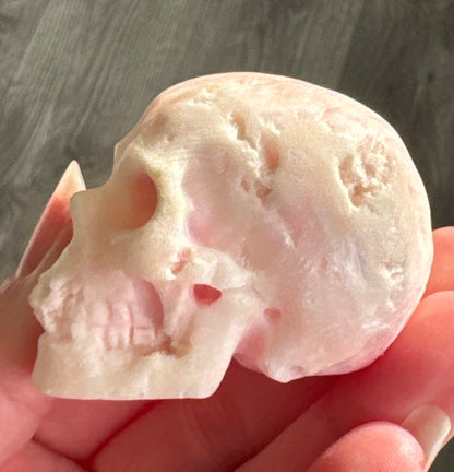 Pink Aragonite Skull – Small Hand Carved