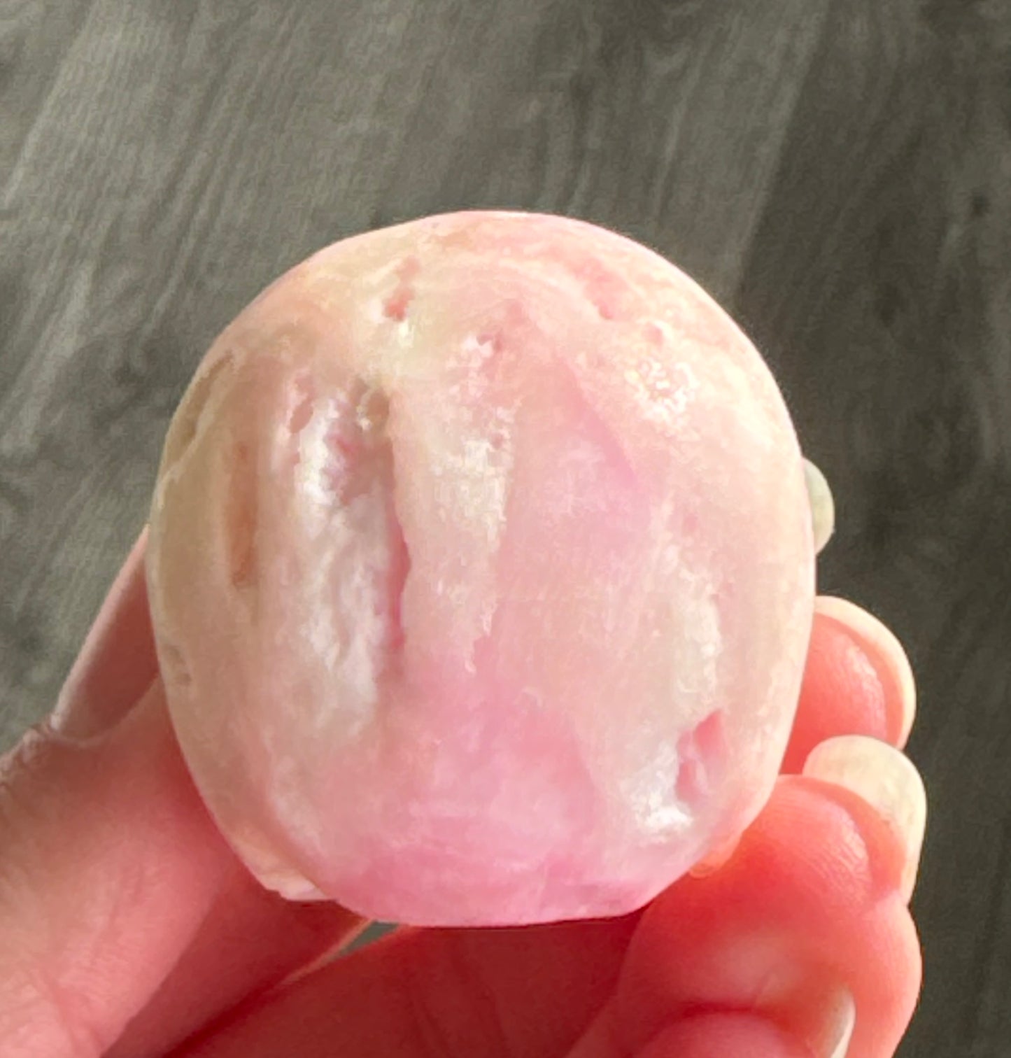Pink Aragonite Skull – Small Hand Carved