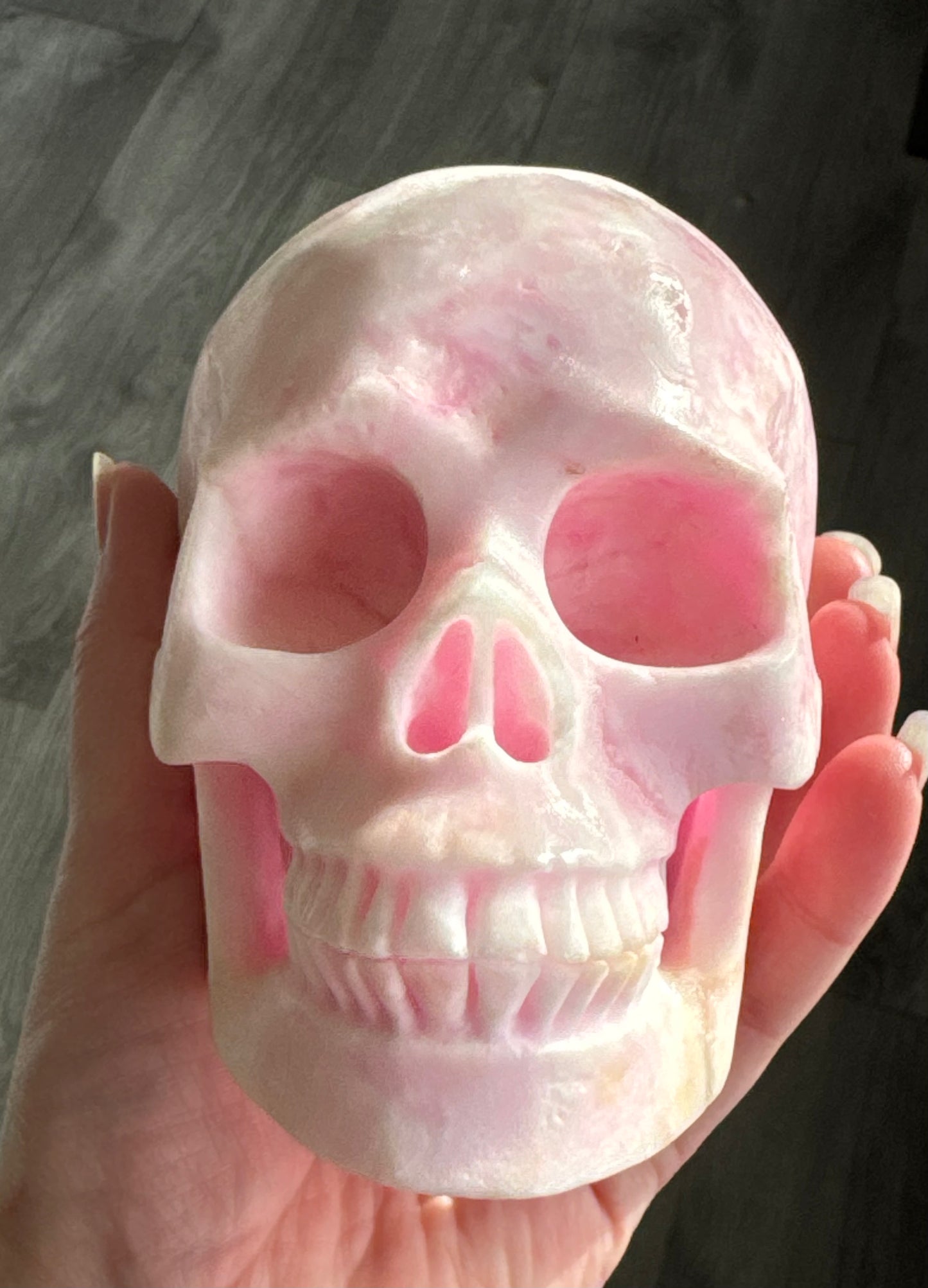 Pink Aragonite Skull – Large