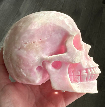 Pink Aragonite Skull – Large