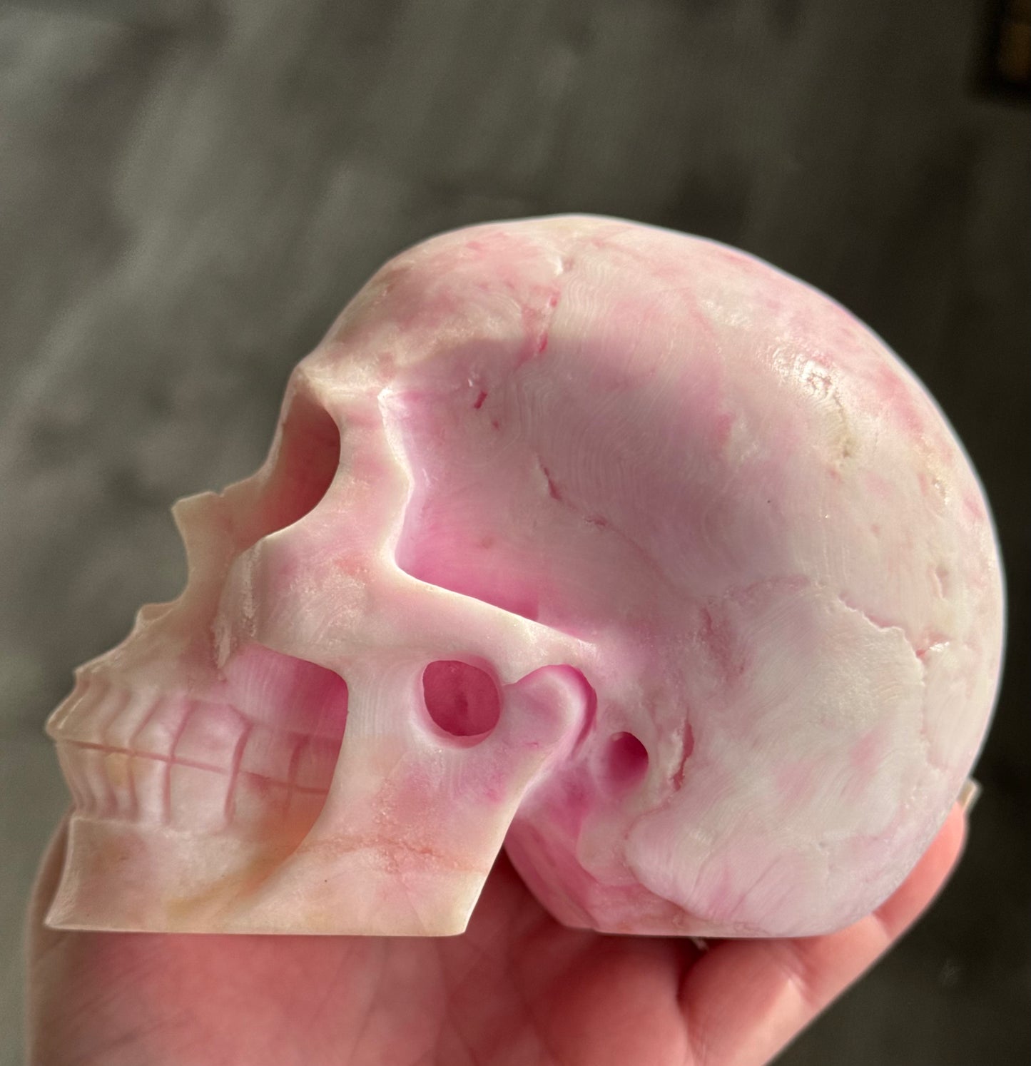 Pink Aragonite Skull – Large