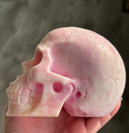 Pink Aragonite Skull – Large