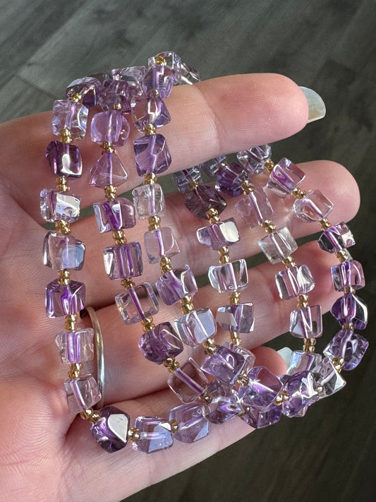 Amethyst Faceted Bracelet with Gold Spacers