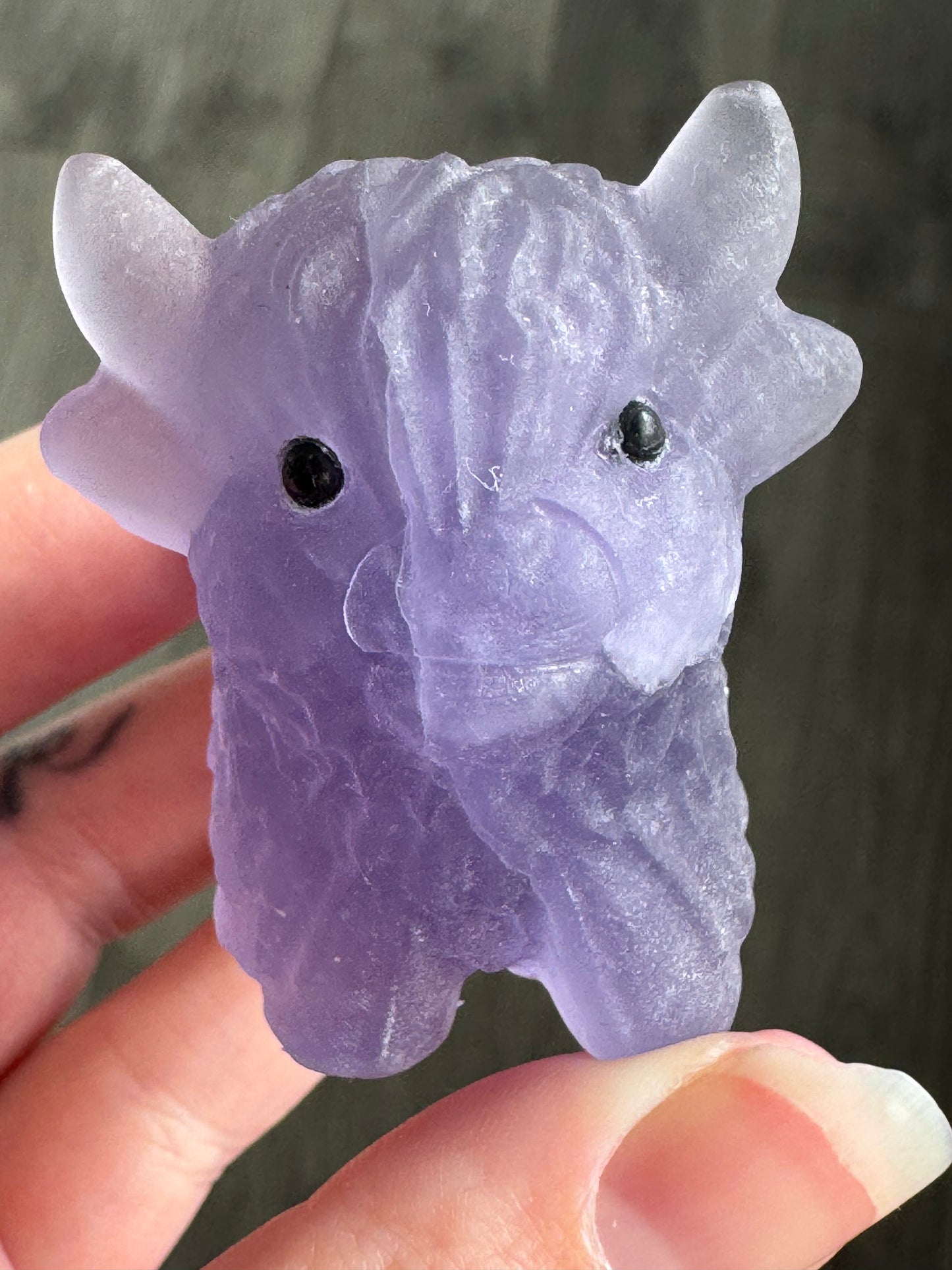 Purple Fluorite Highland Cow Carving