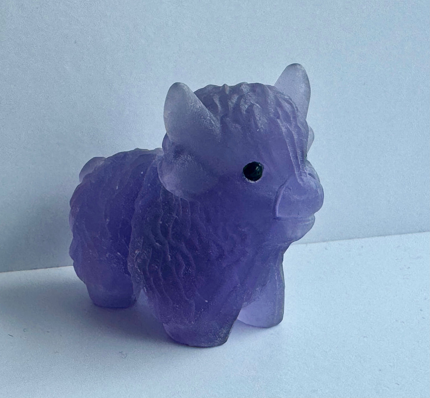 Purple Fluorite Highland Cow Carving