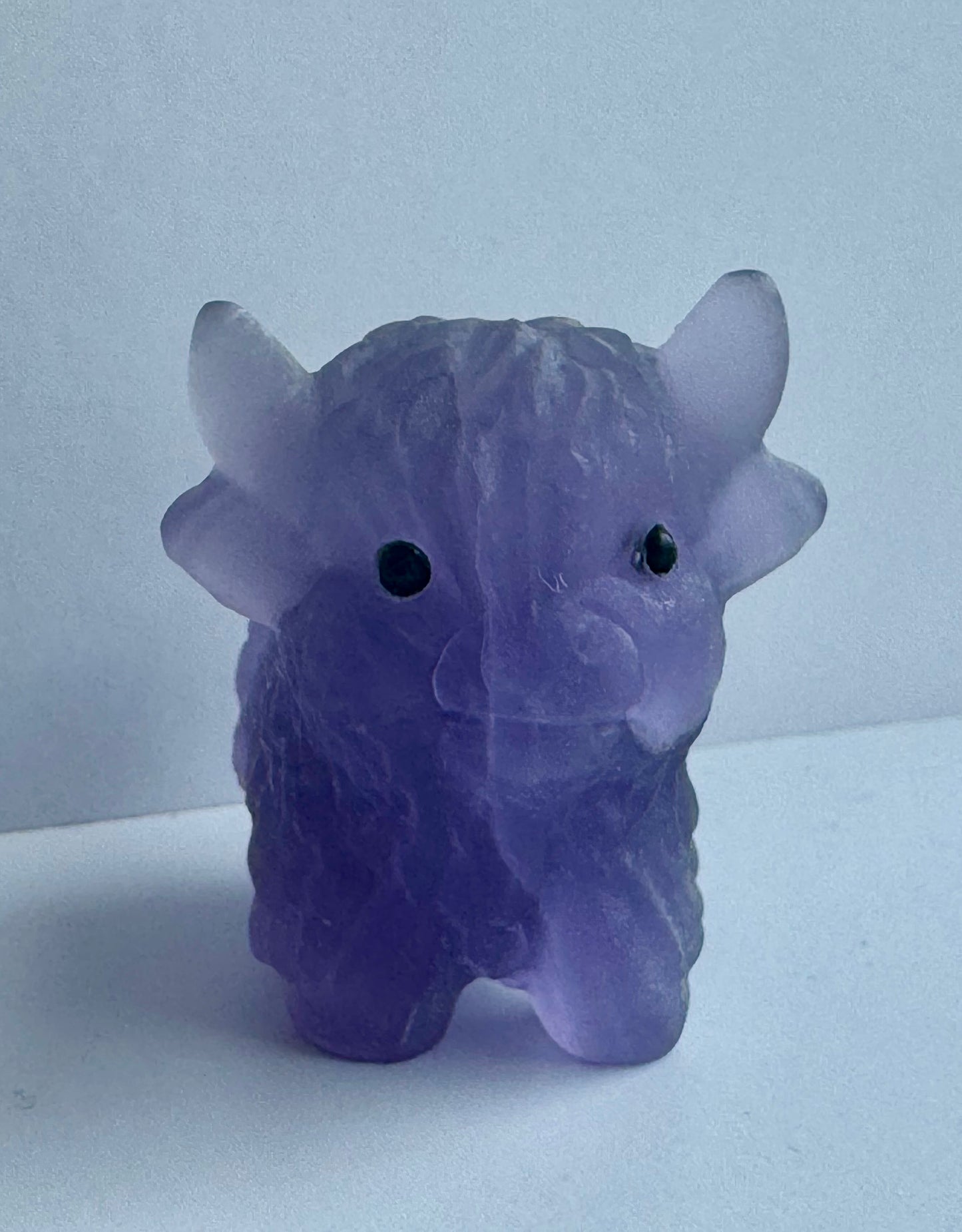 Purple Fluorite Highland Cow Carving