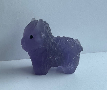 Purple Fluorite Highland Cow Carving