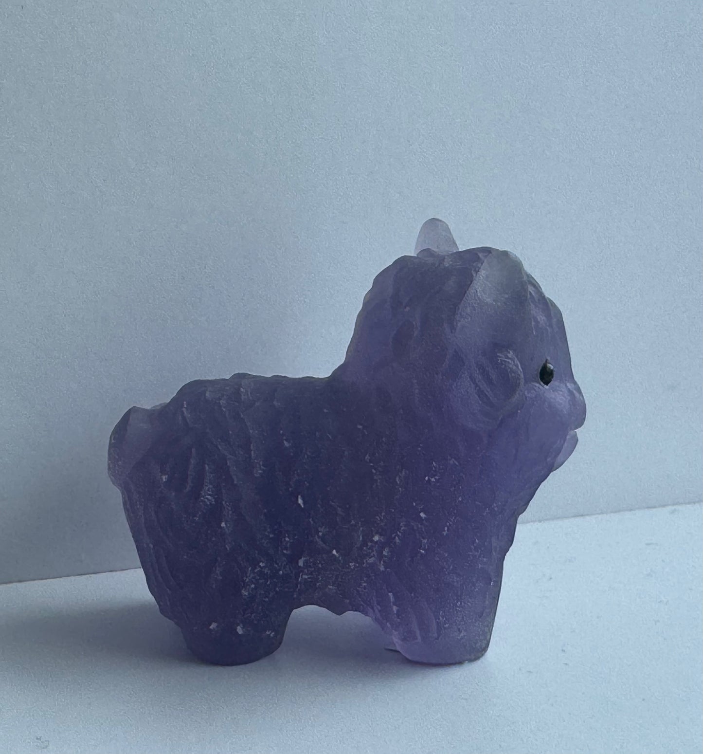 Purple Fluorite Highland Cow Carving