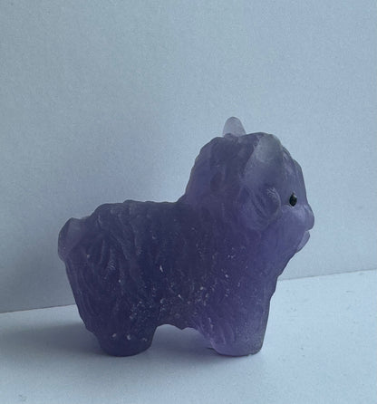 Purple Fluorite Highland Cow Carving