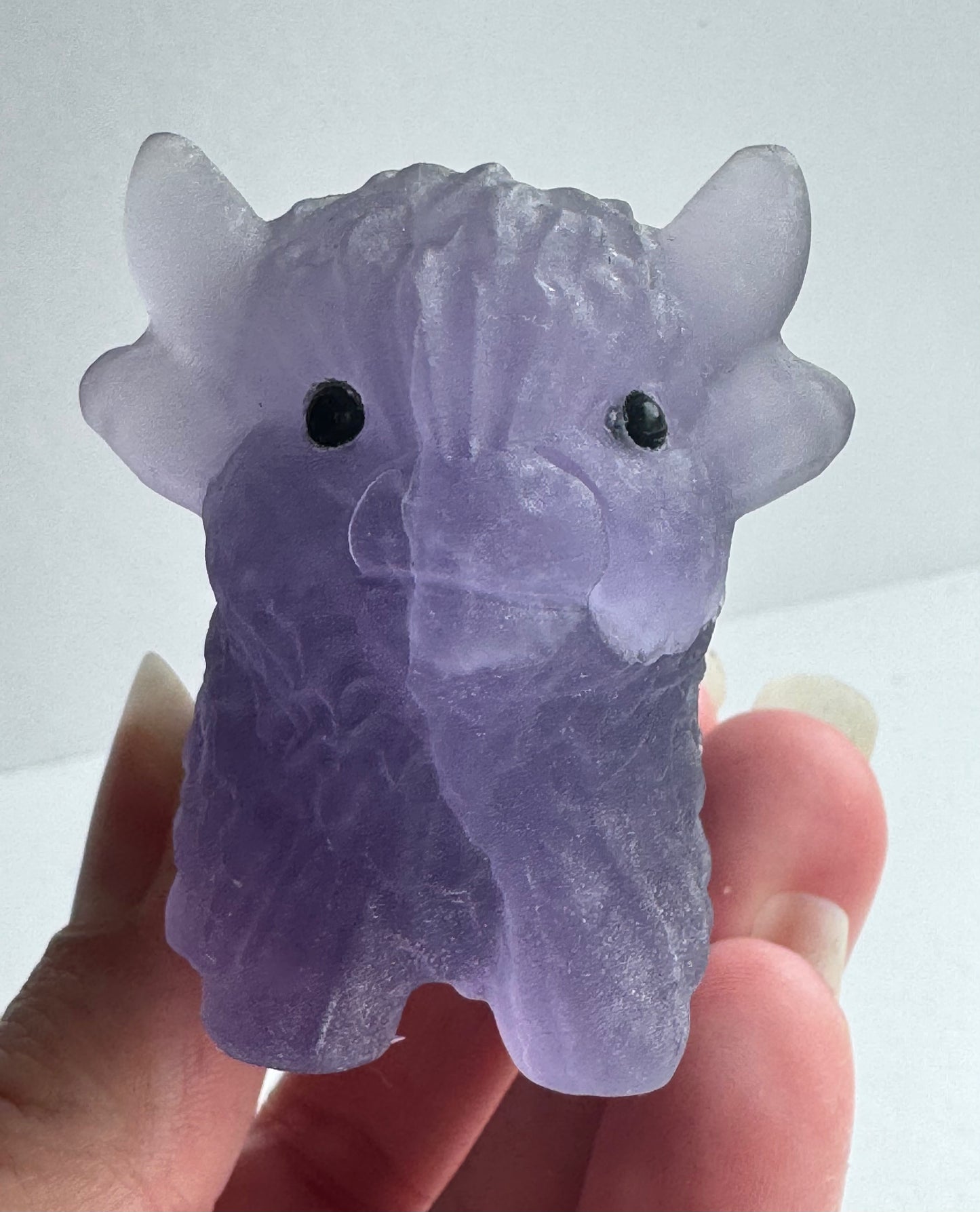 Purple Fluorite Highland Cow Carving