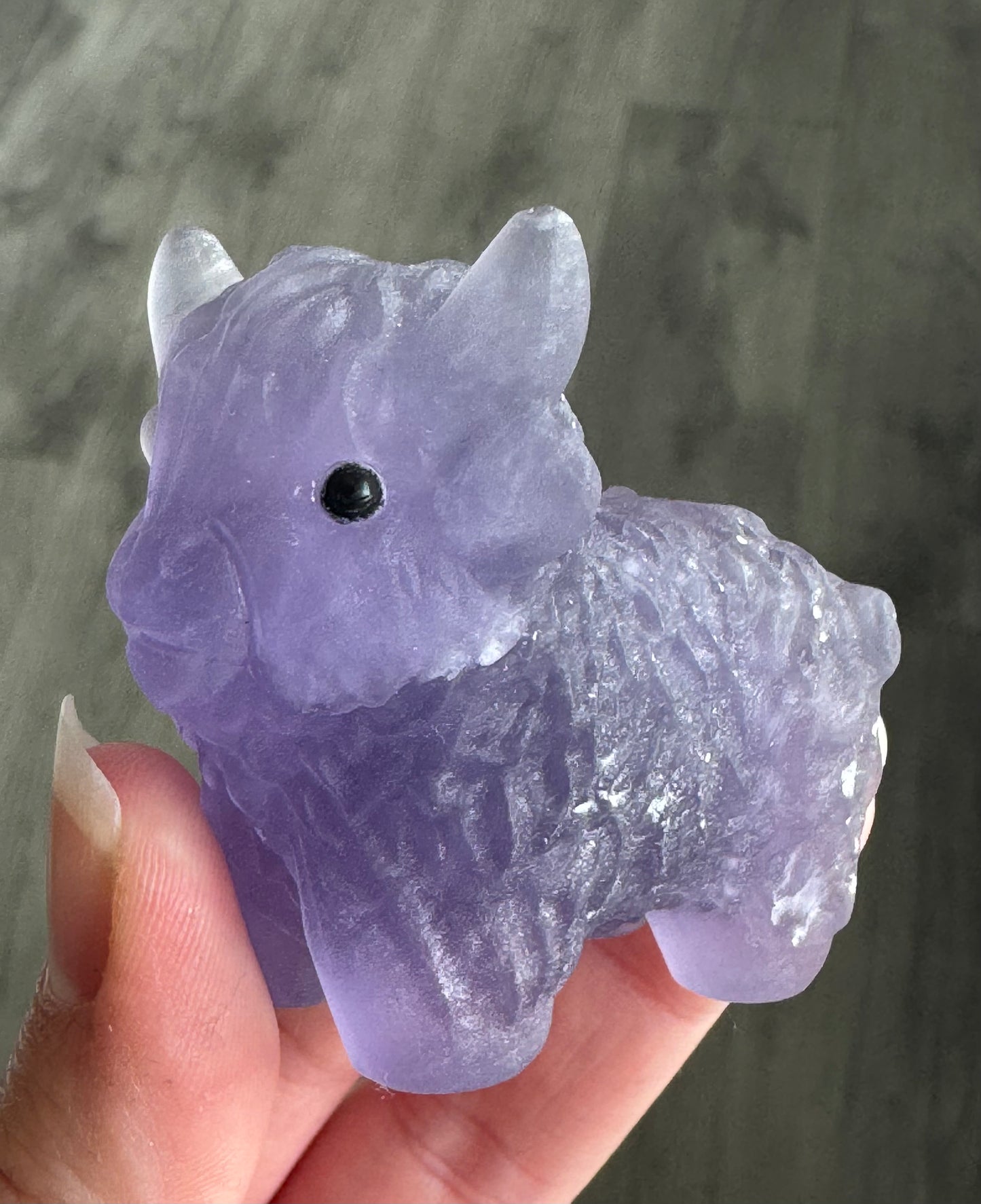 Purple Fluorite Highland Cow Carving