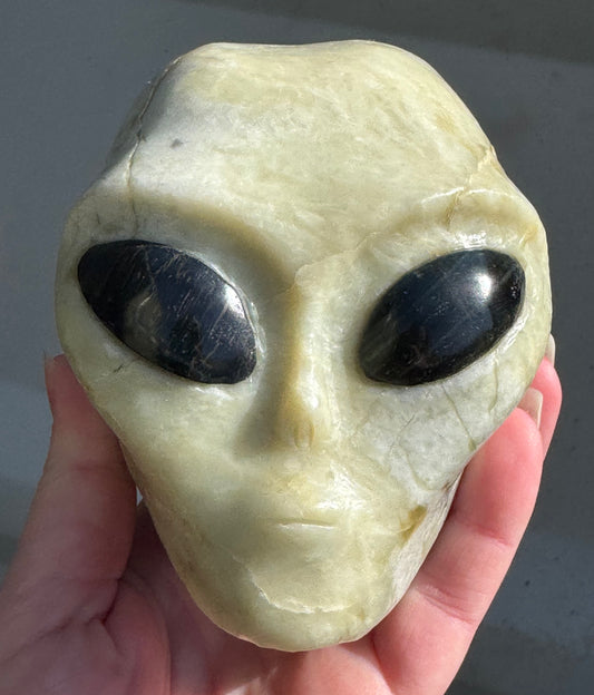 Jade Alien Head with Labradorite Eyes