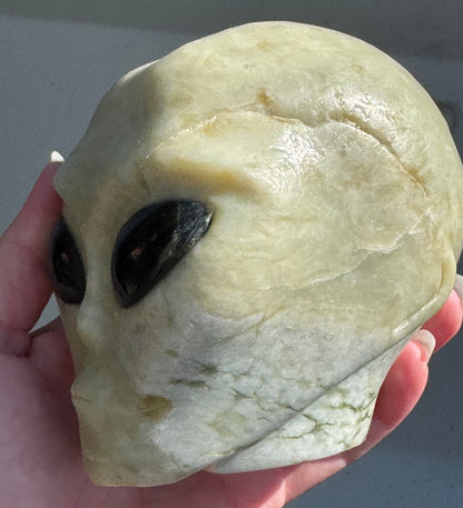Jade Alien Head with Labradorite Eyes