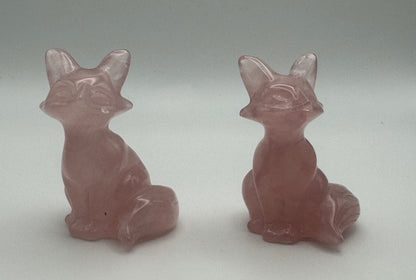 Rose Quartz Fox Carving