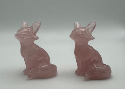 Rose Quartz Fox Carving