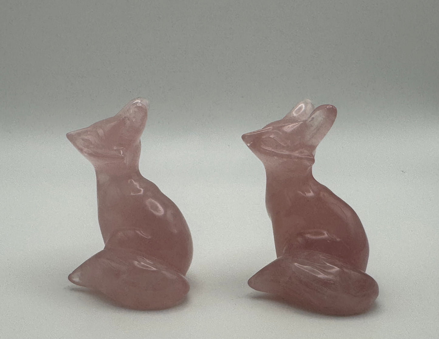 Rose Quartz Fox Carving