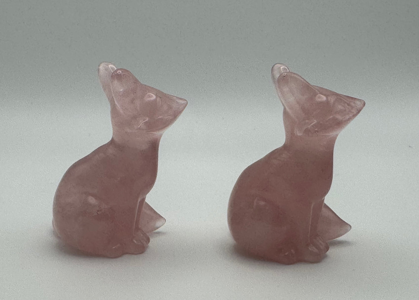 Rose Quartz Fox Carving