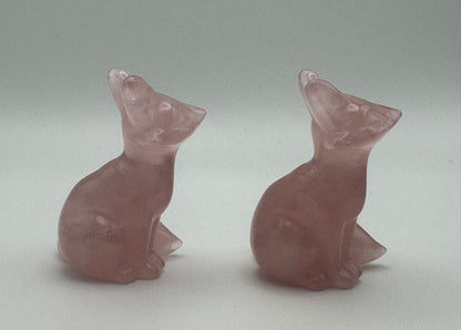Rose Quartz Fox Carving