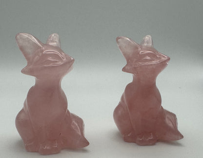 Rose Quartz Fox Carving