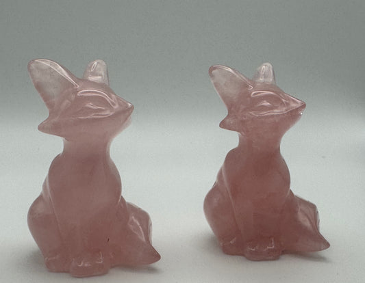 Rose Quartz Fox Carving