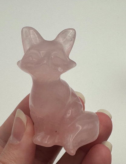Rose Quartz Fox Carving
