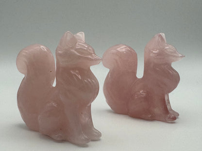 Rose Quartz Fox Carving