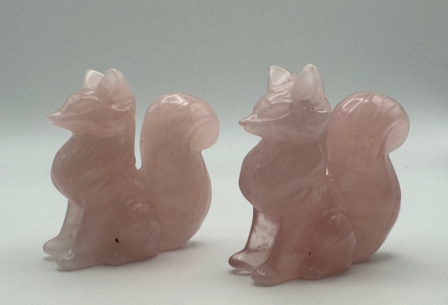 Rose Quartz Fox Carving