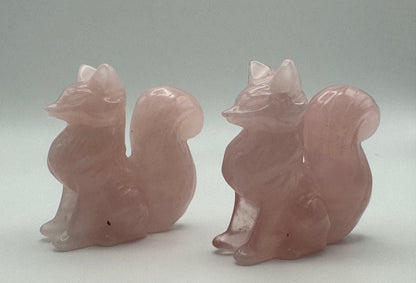 Rose Quartz Fox Carving