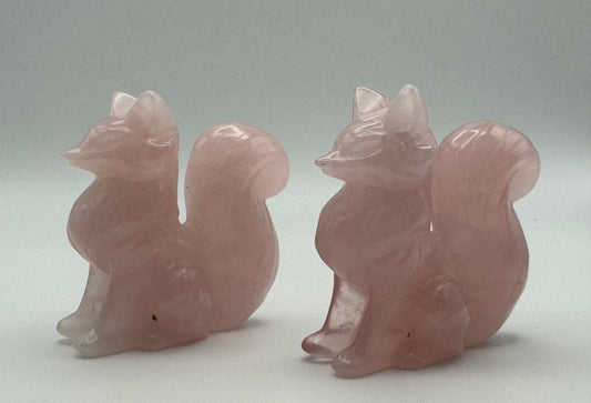 Rose Quartz Fox Carving