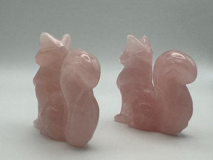 Rose Quartz Fox Carving