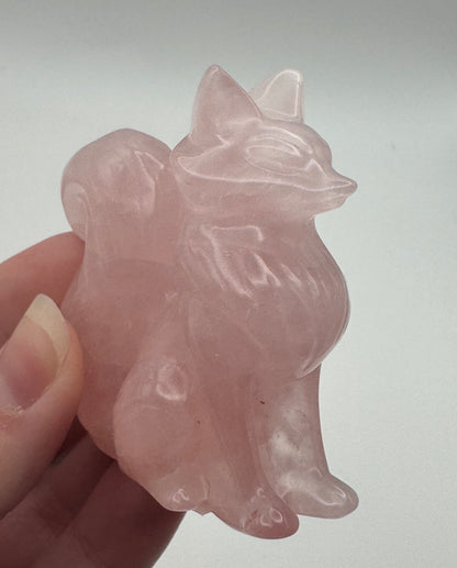 Rose Quartz Fox Carving