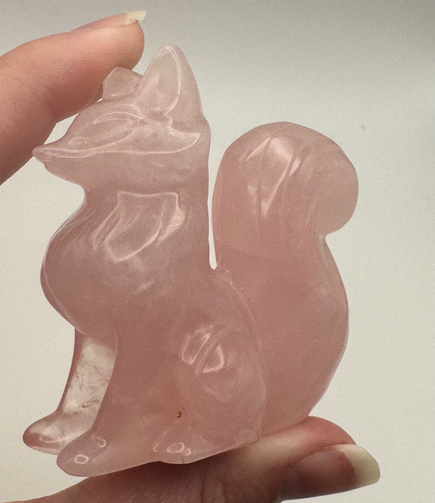 Rose Quartz Fox Carving