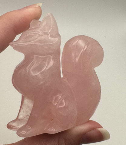 Rose Quartz Fox Carving