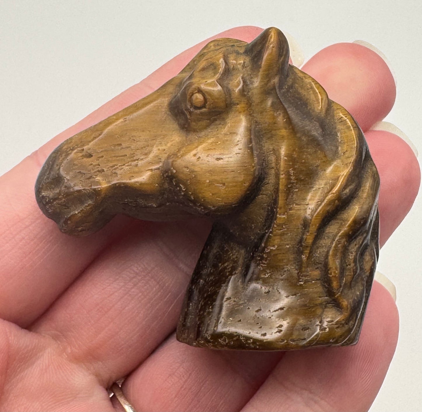 Tiger Eye Horse Head Carving