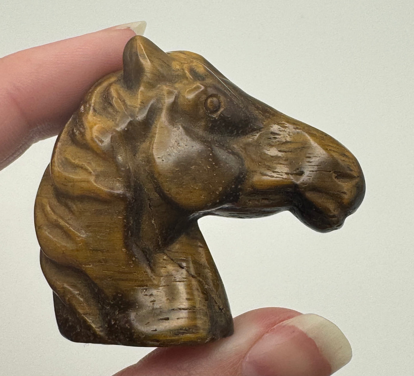 Tiger Eye Horse Head Carving