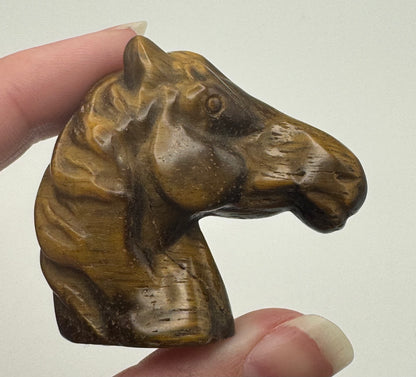 Tiger Eye Horse Head Carving
