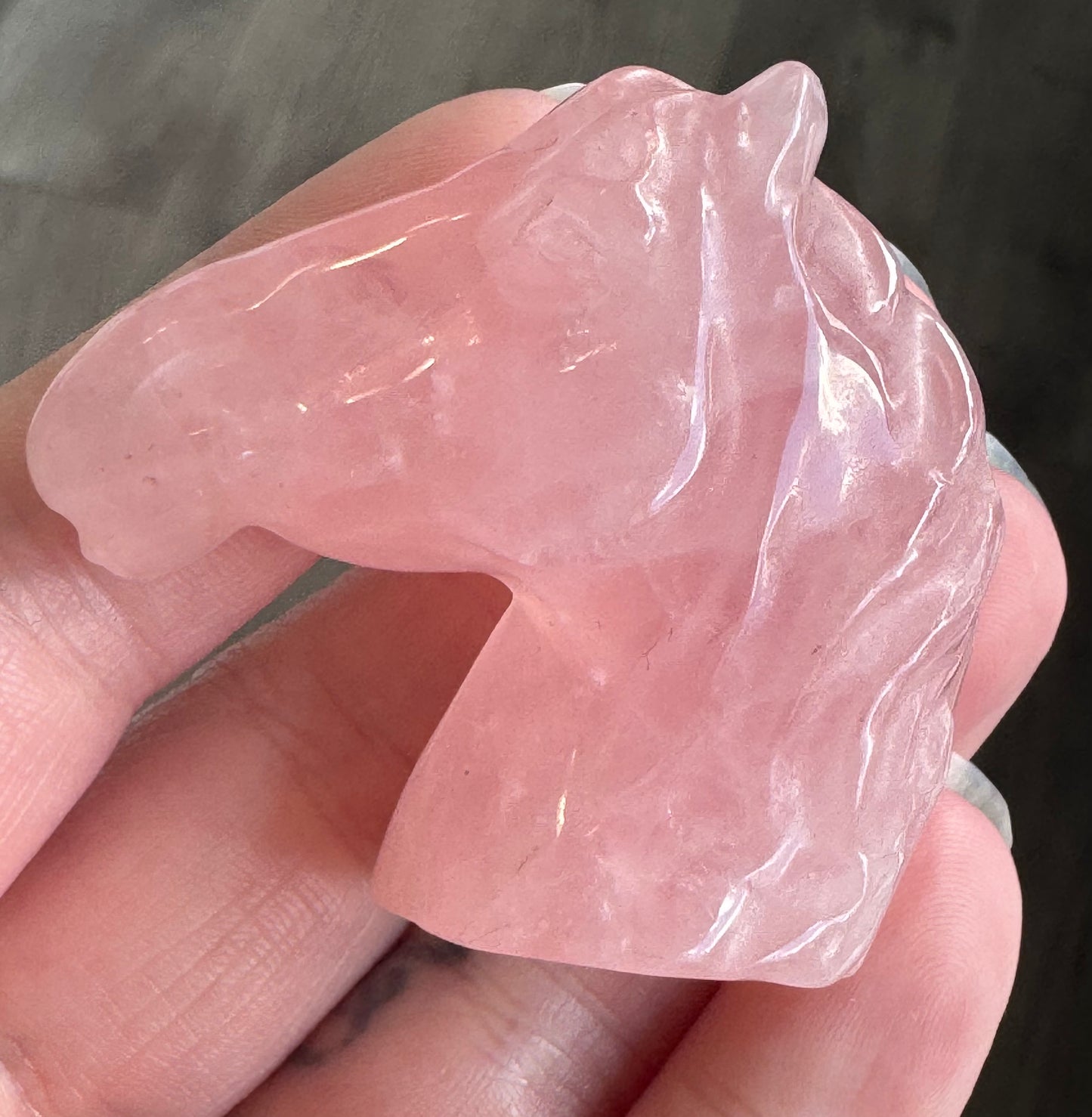 Rose Quartz Horse Head Carving