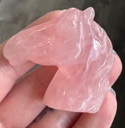 Rose Quartz Horse Head Carving
