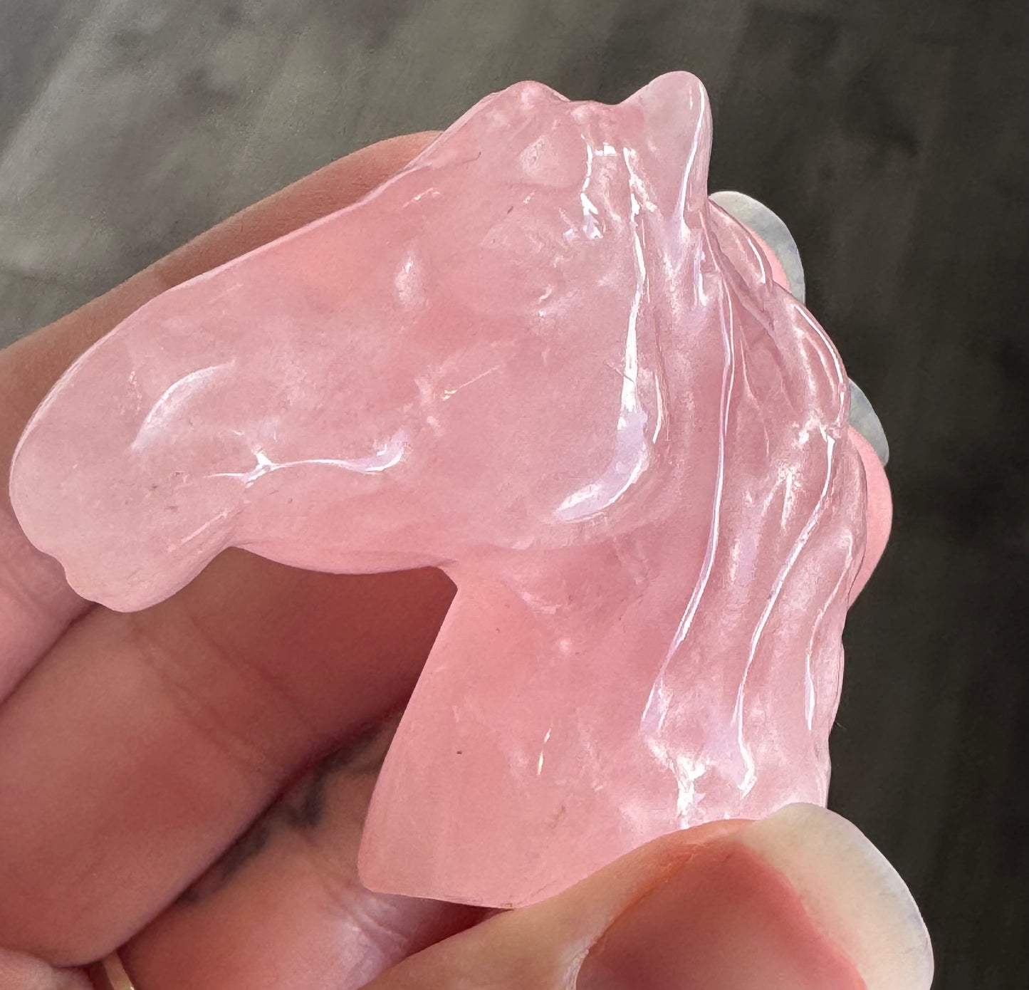 Rose Quartz Horse Head Carving