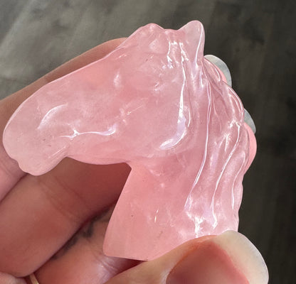 Rose Quartz Horse Head Carving