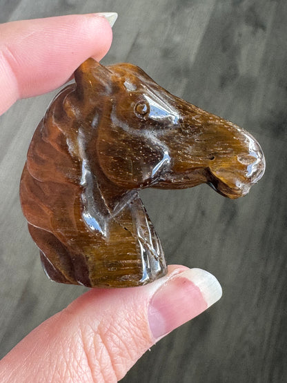 Tiger Eye Horse Head Carving