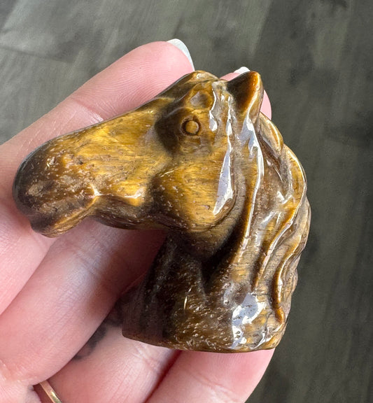 Tiger Eye Horse Head Carving