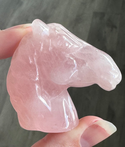Rose Quartz Horse Head Carving