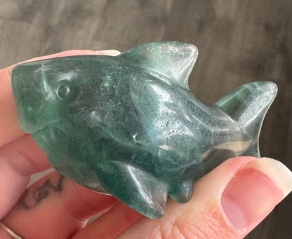 Fluorite Shark Carving