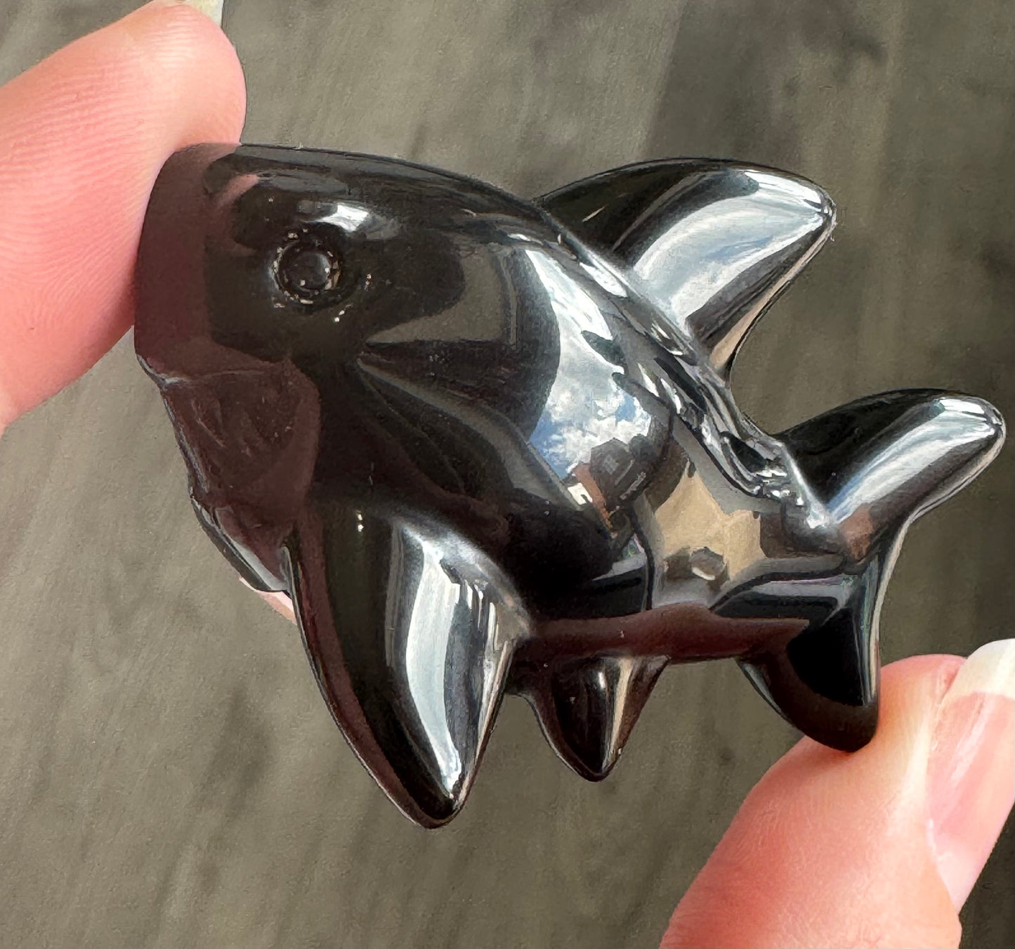 Obsidian Shark Carving