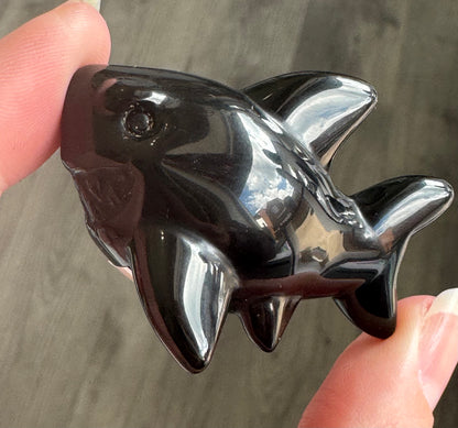 Obsidian Shark Carving